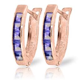 0.95 Carat 14K Solid Rose Gold Tanzanite Huggie Oval Earrings