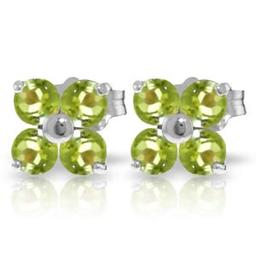 1.15 Carat 14K Solid White Gold Glimmering Smile Peridot Earrings