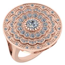 Certified 1.34 Ctw Diamond SI1/SI2 18K Rose Gold Ring Made In USA