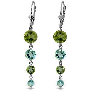 7.8 Carat 14K Solid White Gold Chandelier Earrings Peridot Blue Topaz