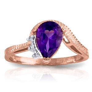 1.52 Carat 14K Solid Rose Gold Ring Diamond Purple Amethyst