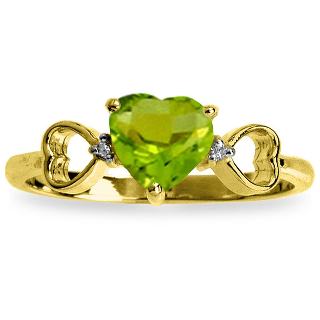 0.96 Carat 14K Solid Gold Not Sugarcoated Peridot Diamond Ring