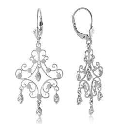 0.04 CTW 14K Solid White Gold Chandelier Diamond Earrings