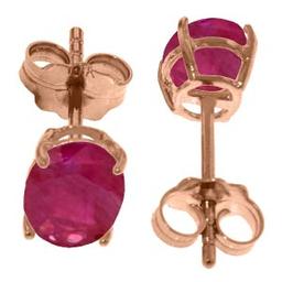 1.8 Carat 14K Solid Rose Gold Stud Earrings Natural Ruby