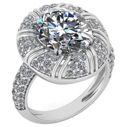 Certified 3.11 Ctw Diamond VS/I1 Halo Ring For 14K White Gold