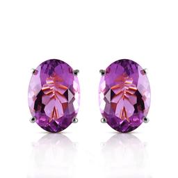 15.1 CTW 14K Solid White Gold French Clips Earrings Natural Amethyst