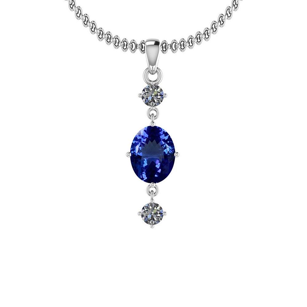 2.34 Ctw VS/SI1 Tanzanite And Diamond Platinum Pendant