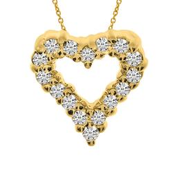 14K Yellow Gold Diamond Heart Pendant 0.25 CTW