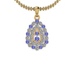 1.15 Ctw VS/SI1 Tanzanite And Diamond 14K Yellow Gold Pendant Necklace