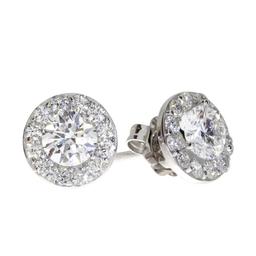 14K White Gold .79 ct Diamond Halo Stud Earrings