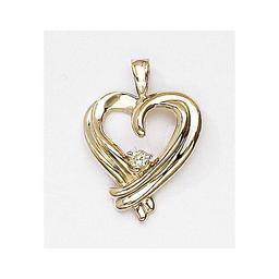 14K Yellow Gold Diamond Heart Pendant