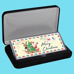 4 oz Silver Colorized Bar - Merry Christmas Postcard