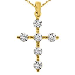 14K Yellow Gold Diamond Cross Pendant