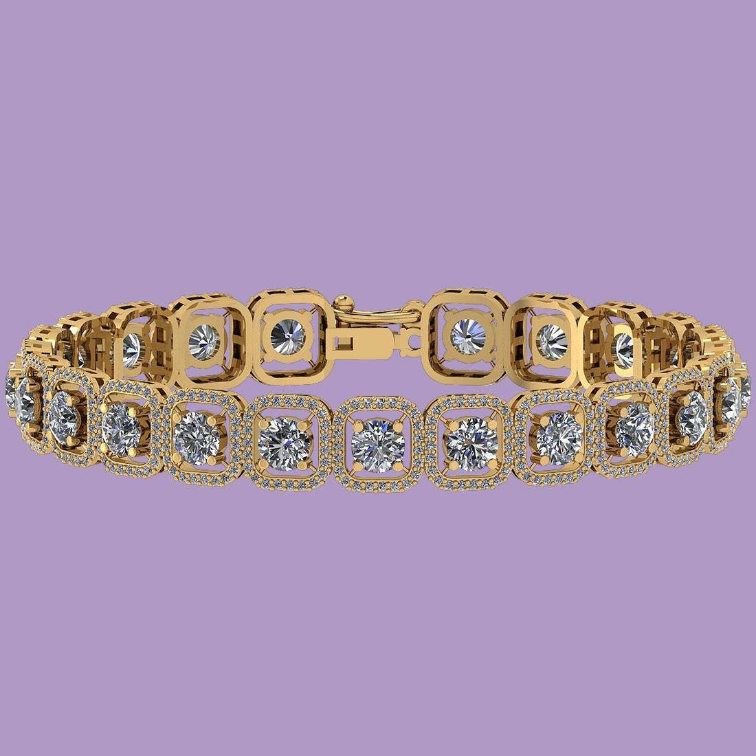 14.14 Ctw Diamond I1/I2 14K Yellow Gold Halo Bracelet