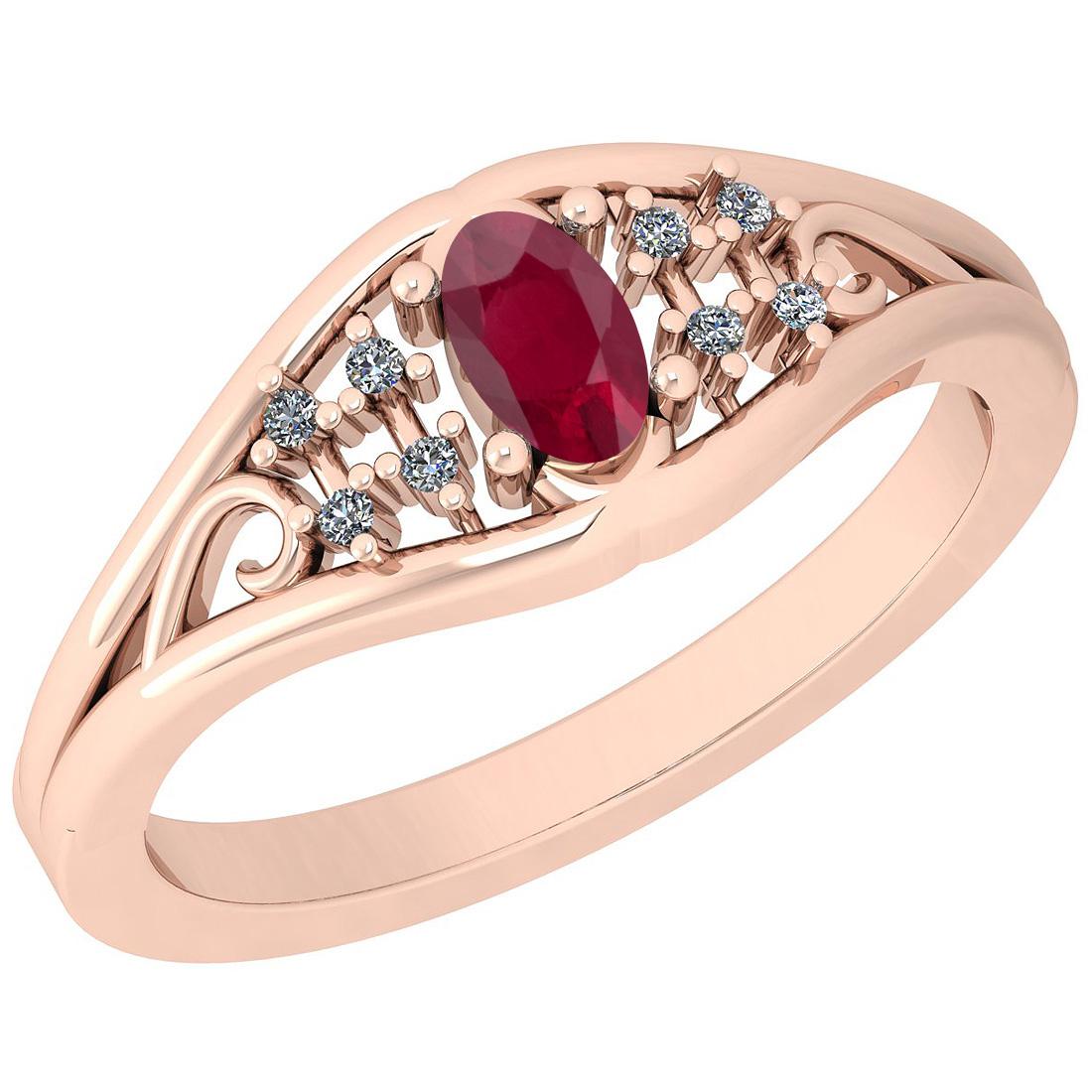 0.41 Ctw I2/I3 Ruby And Diamond 14K Rose Gold Ring