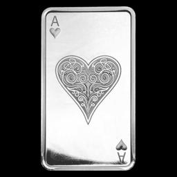 10 oz Silver Bar - Ace of Hearts