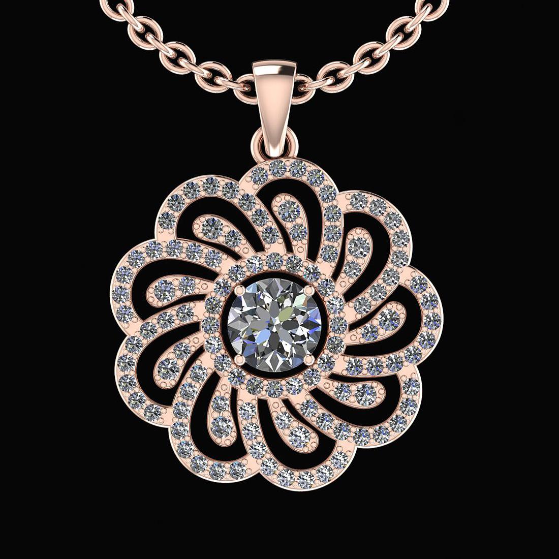 1.14 Ctw I2/I3 Diamond 10K Rose Gold Vintage Style Pendant