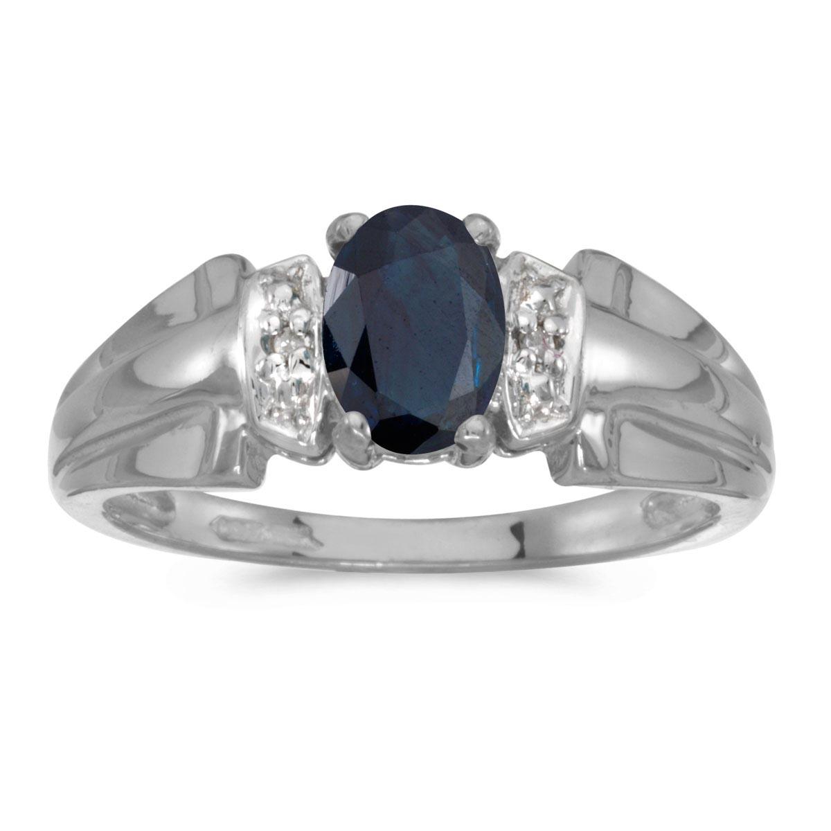 14k White Gold Oval Sapphire And Diamond Ring 0.81 CTW