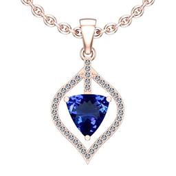 3.24 Ctw VS/SI1 Tanzanite And Diamond Platinum 14K Rose Gold Plated Pendant