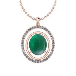 16.83 Ctw VS/SI1 Emerald And Diamond 14K Rose Gold Pendant