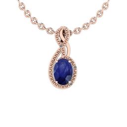 1.27 Ctw VS/SI1 Blue Sapphire And Diamond 14K Rose Gold Pendant