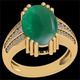 23.68 Ctw SI2/I1 Emerald And Diamond 14k Yellow Gold Victorian Style Ring