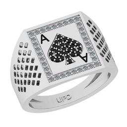 0.20 Ctw SI2/I1 Treated Fancy Black And White Diamond 14K White Gold Gifts For Players Men's Ring
