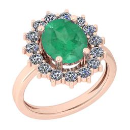 3.28 Ctw VS/SI1 Emerald And Diamond 14K Rose Gold Vintage Style Ring