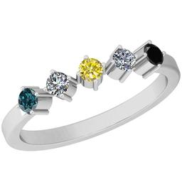 0.35 Ctw I1/I2 Treated Fancy Black ,Yellow,Blue,White Diamond 14K White Gold Ring