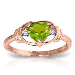 0.61 Carat 14K Solid Rose Gold Glory Peridot Diamond Ring