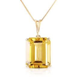 6.5 Carat 14K Solid Gold Necklace Octagon Citrine