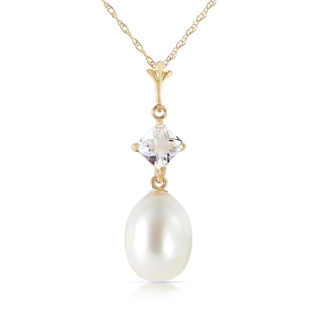 4.5 Carat 14K Solid Gold Intimations White Topaz pearl Necklace