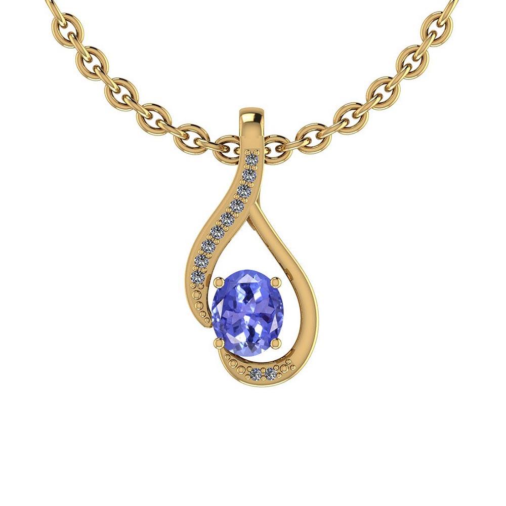 0.84 Ctw VS/SI1 Tanzanite And Diamond 14K Yellow Gold Pendant