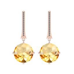 Certified 3.72 Ctw I2/I3 Citrine And Diamond 14K Rose Gold Earrings