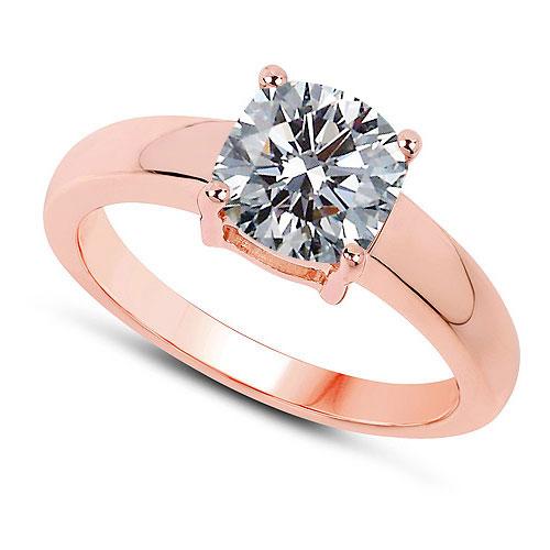 CERTIFIED 0.91 CTW E/SI2 ROUND DIAMOND SOLITAIRE RING IN 14K ROSE GOLD