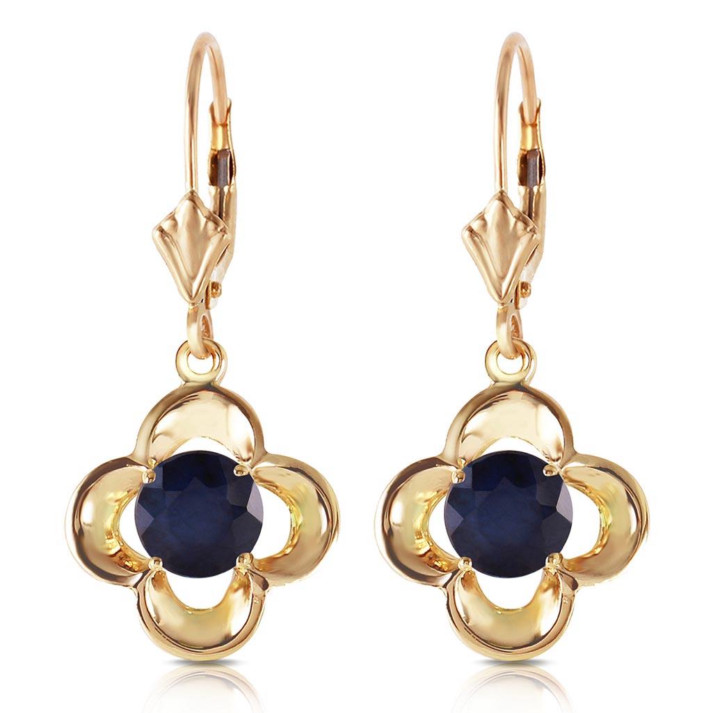 1.1 Carat 14K Solid Gold Leverback Earrings Natural Sapphire