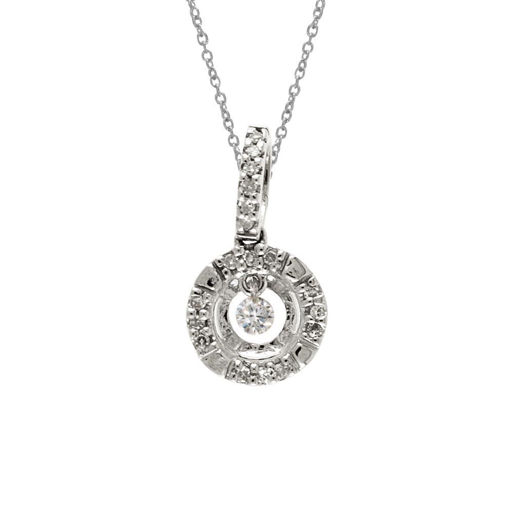 Certified 14K White Gold Dashing Diamonds Pendant