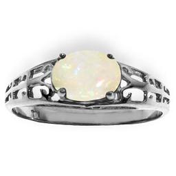 0.45 Carat 14K Solid White Gold Filigree Ring Natural Opal