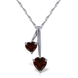 1.4 CTW 14K Solid White Gold Hearts Necklace Natural Garnet