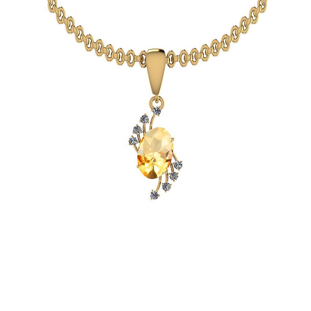 Certified 4.73 Ctw I2/I3 Citrine And Diamond 14K Yellow Gold Pendant