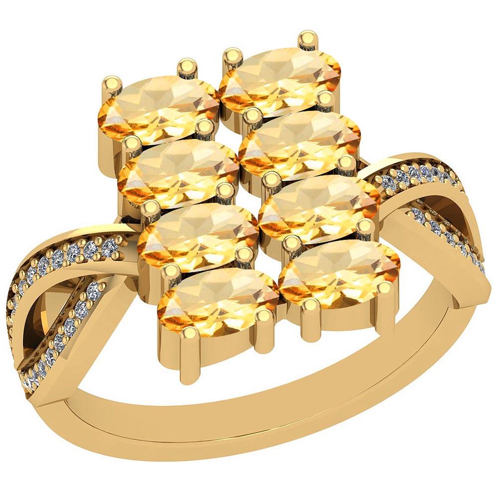 2.21 Ctw Citrine And Diamond I2/I3 14K Yellow Gold Ring