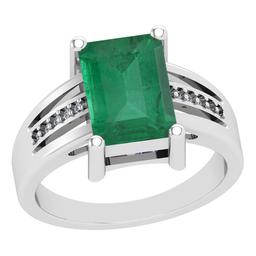 2.46 Ctw VS/SI1 Emerald And Diamond 14K White Gold Vintage Style Ring