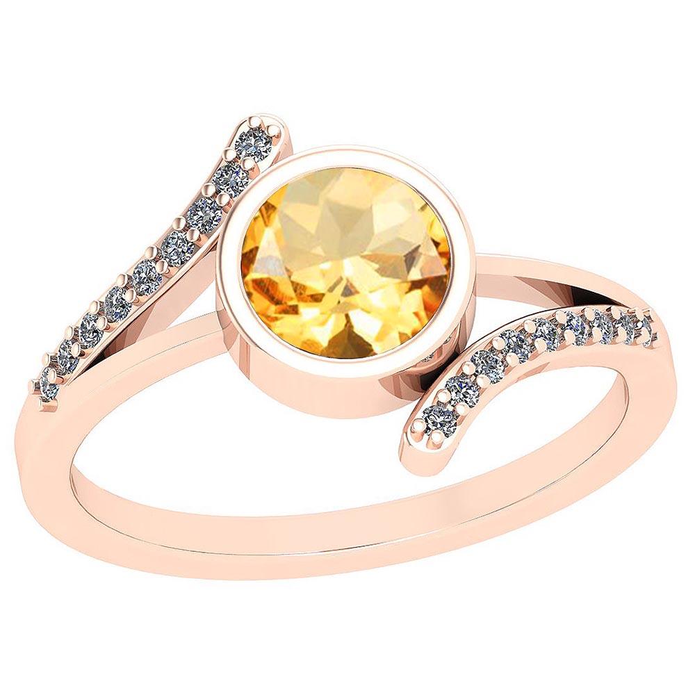 1.10 Ctw Citrine And Diamond I2/I3 10K Rose Gold Vintage Style Ring
