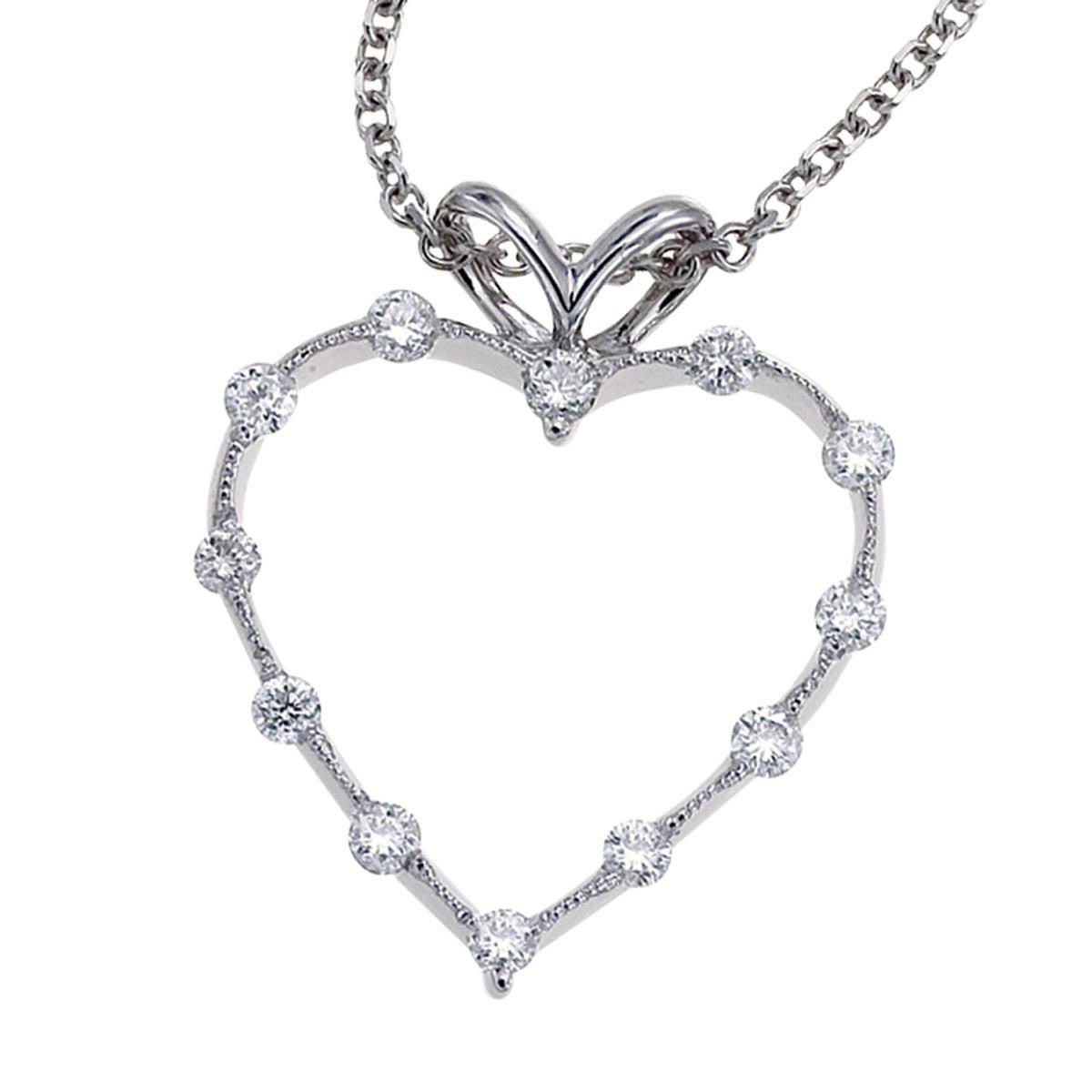 Certified 14K White Gold Diamond Heart Pendant (.25 carat) 0.25 CTW