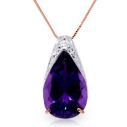 5 Carat 14K Solid Rose Gold Deep Ocean Amethyst Necklace