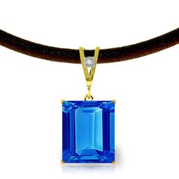 6.51 Carat 14K Solid Gold Solitude Blue Topaz Diamond Necklace