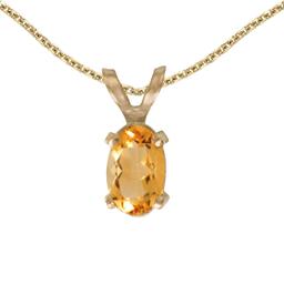 Certified 14k Yellow Gold Oval Citrine Pendant