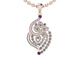 1.34 Ctw I1/I2Amethyst And Diamond 10K Rose Gold Pendant