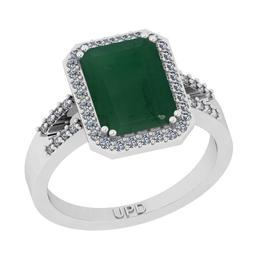 4.72 Ctw SI2/I1 Emerald And Diamond 14K White Gold Ring