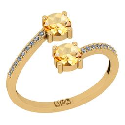 1.10 Ctw I2/I3 Citrine And Diamond 10K Yellow Gold Bypass Ring